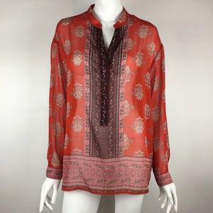 KUT from the Kloth Long Sleeve Tunic Top Sheer Sz Medium Pretty!